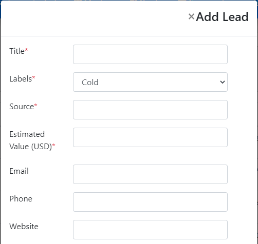 Add Lead form in CRM